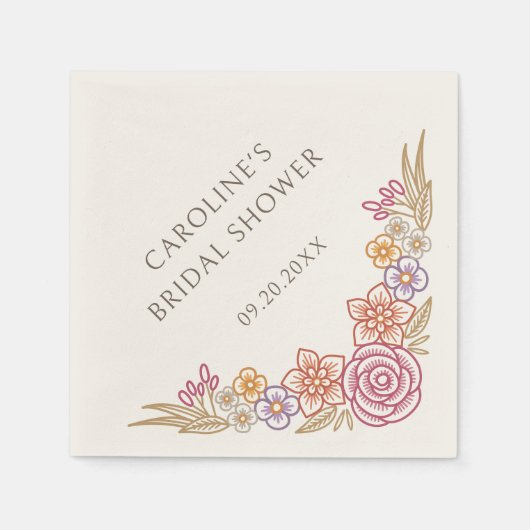 Floral Autumn Herfst Vrijgezellenfeest Servet (Voorkant)