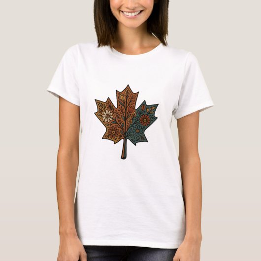 Floral Autumn Leaf Herfst Decor T-shirt (Voorkant)