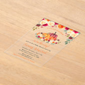 Floral Autumn Oranje pompoenen Baby shower Acryl Uitnodigingen (Laagn)