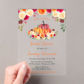 Floral Autumn Oranje pompoenen Vrijgezellenfeest Acryl Uitnodigingen (Insitu (Draagbaar))