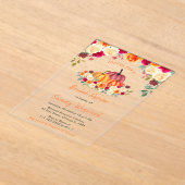 Floral Autumn Oranje pompoenen Vrijgezellenfeest Acryl Uitnodigingen (Laagn)
