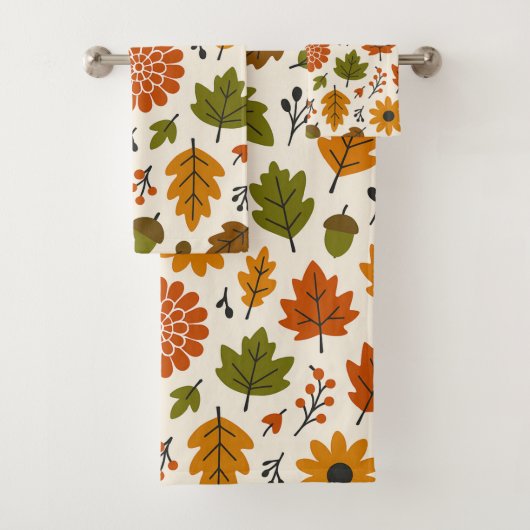 Floral Autumn Pattern Bad Handdoek (Insitu)