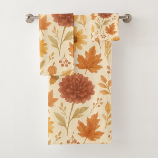 Floral Autumn Pattern Bad Handdoek (Insitu)