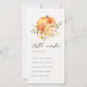 Floral Autumn Pumpkin-zaadlijstnummer Bedankkaart (Voorkant)