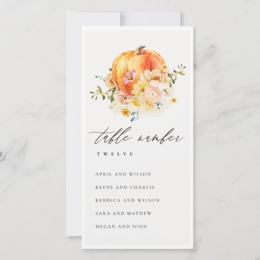 Floral Autumn Pumpkin-zaadlijstnummer Bedankkaart (Achterkant)