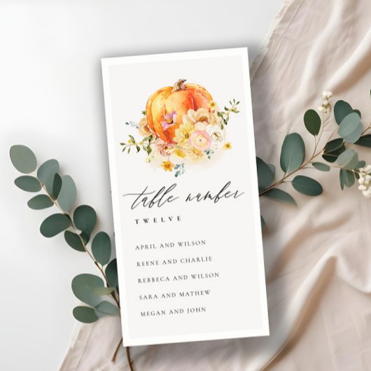 Floral Autumn Pumpkin-zaadlijstnummer Bedankkaart