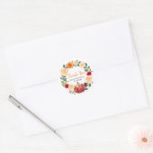 Floral Autumn Pumpkins Baby shower Bedankt Ronde Sticker (Envelop)