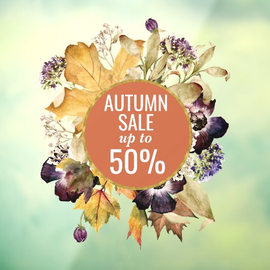 Floral Autumn store sale sign window clans Raamsticker (Vel 3)