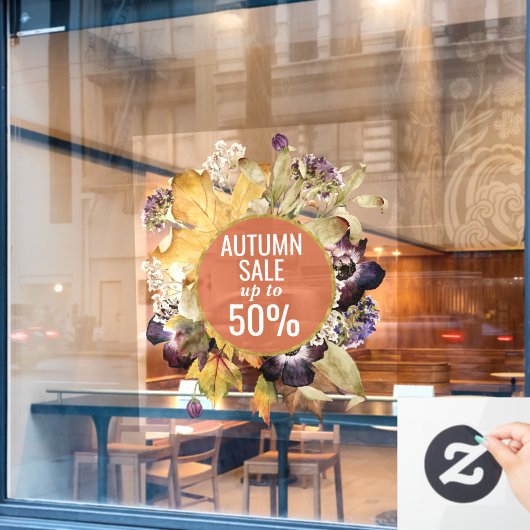 Floral Autumn store sale sign window clans Raamsticker (Cafe Raam)