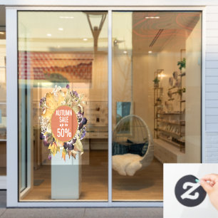 Floral Autumn store sale sign window clans Raamsticker