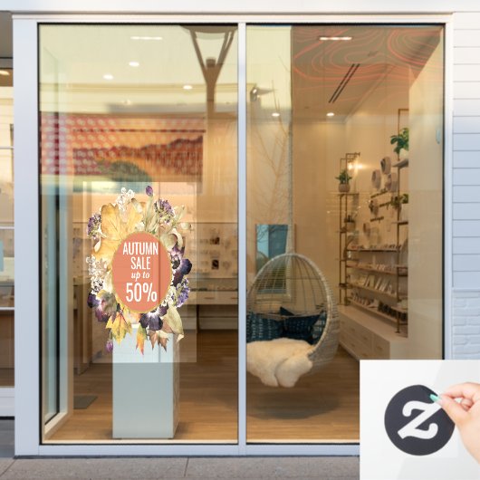 Floral Autumn store sale sign window clans Raamsticker (Winkelraam)