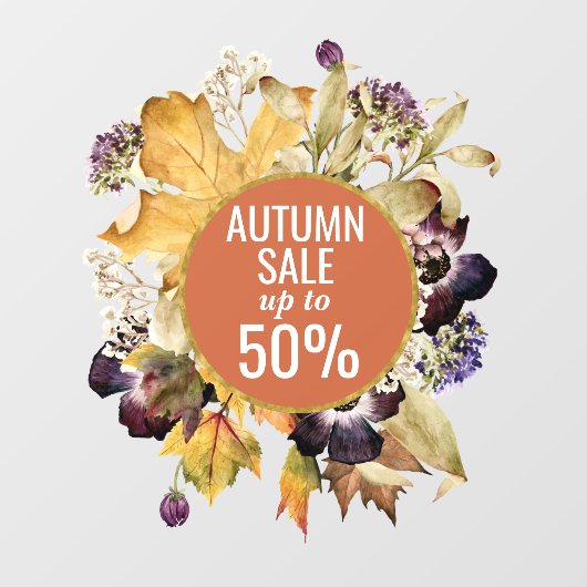 Floral Autumn store sale sign window clans Raamsticker (Vel)