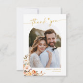 Floral Autumn Thlech Wedding Foto Bedankkaart (Voorkant)