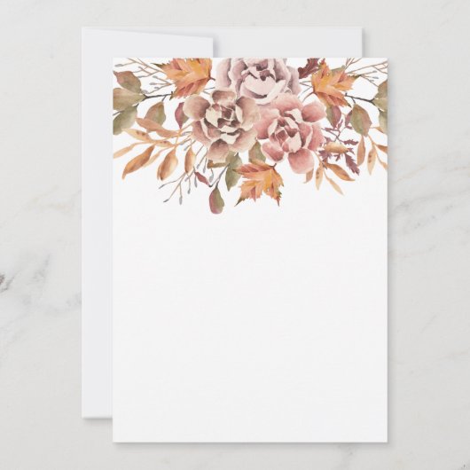 Floral Autumn Waterverf Wedding Kaart (Achterkant)