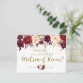 Floral Autumn Will You Be My Matron of Honor Kaart (Staand voorkant)