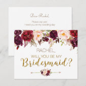 Floral Autumn wordt mijn bruidsmeisje Kaart (Voorkant / Achterkant)
