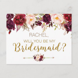 Floral Autumn wordt mijn bruidsmeisje Kaart