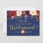 Floral Autumn wordt mijn bruidsmeisje Kaart (Voorkant)