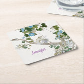  Floral Aziatische Stijl Lithograph Naam Kartonnen Onderzetters (Schuin)