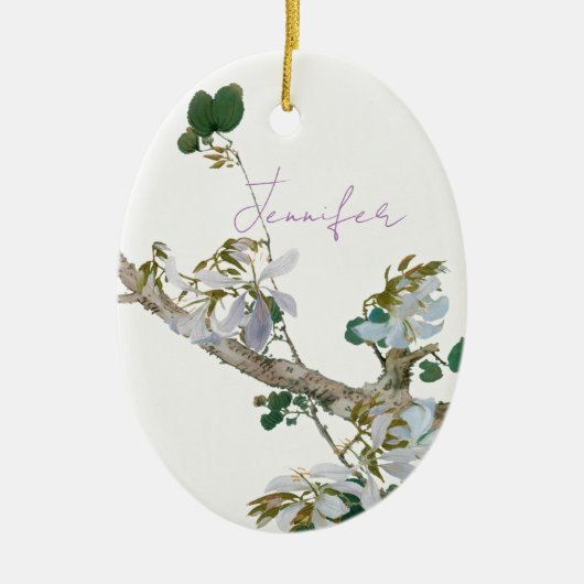  Floral Aziatische stijl pastel kleuren naam Keramisch Ornament (Voorkant)