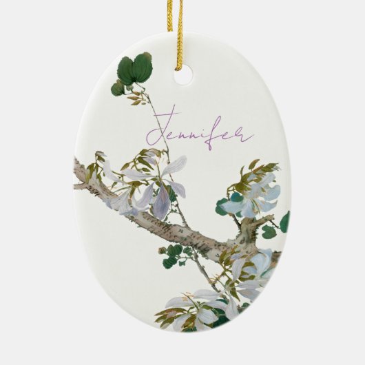  Floral Aziatische stijl pastel kleuren naam Keramisch Ornament (Achterkant)