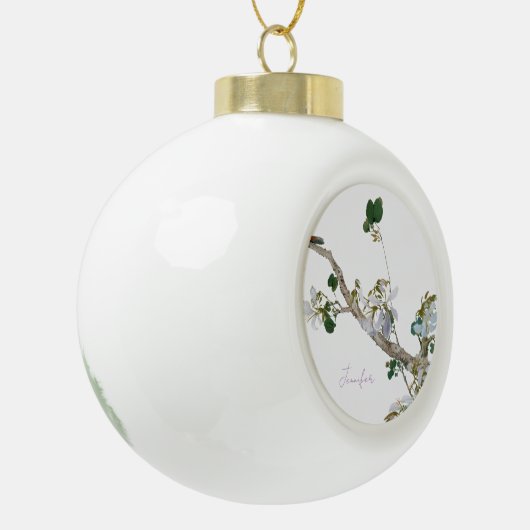  Floral Aziatische stijl pastel kleuren naam Keramische Bal Ornament (Links)