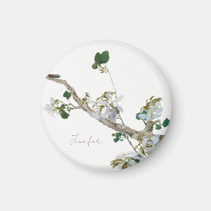 Floral Aziatische stijl pastel kleuren naam Magneet