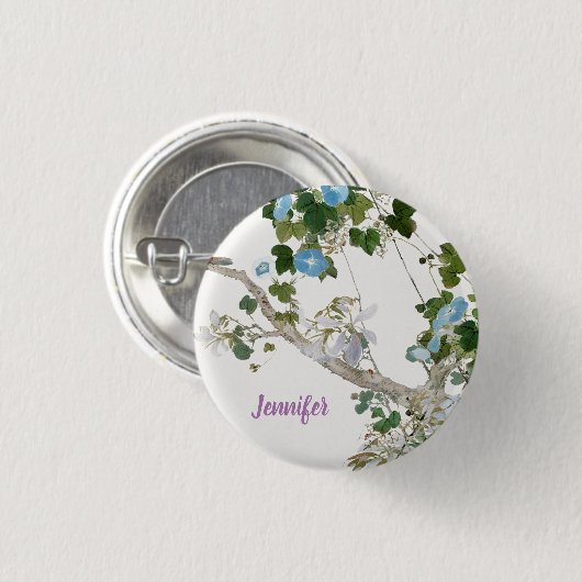  Floral Aziatische stijl pastel kleuren naam Ronde Button 3,2 Cm (Voorkant /achterkant)