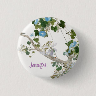 Floral Aziatische stijl pastel kleuren naam Ronde Button 3,2 Cm