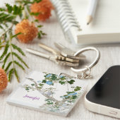  Floral Aziatische stijl pastel kleuren naam Sleutelhanger (Voorkant Rechts)