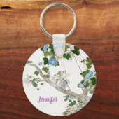  Floral Aziatische stijl pastel kleuren naam Sleutelhanger (Achterkant)