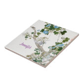  Floral Aziatische stijl pastel kleuren naam Tegeltje (Zijkant)