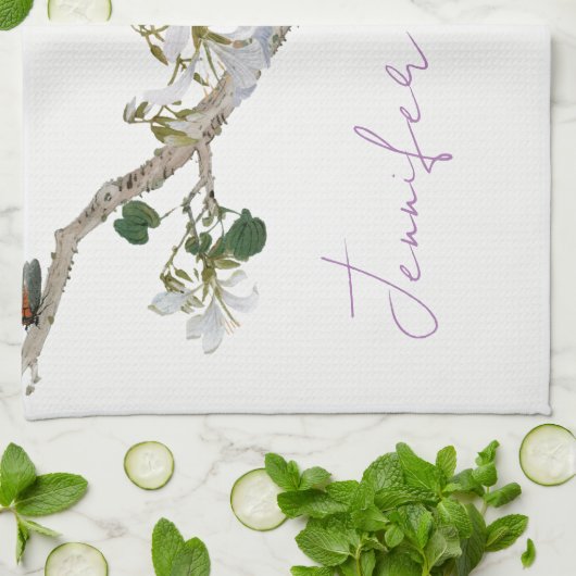  Floral Aziatische stijl pastel kleuren naam Theedoek (Gevouwen)