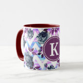 Floral Aztec Chevron Monogram Mok (Voorkant links)