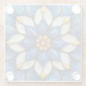 Floral Azulejo blauw wit en geel Glazen Onderzetter (Achterkant)