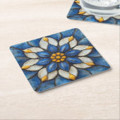 Floral Azulejo blauw wit en geel Kartonnen Onderzetters (Schuin)