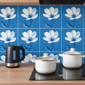 Floral Azulejo Mediterraan Blauw Wit Tegeltje