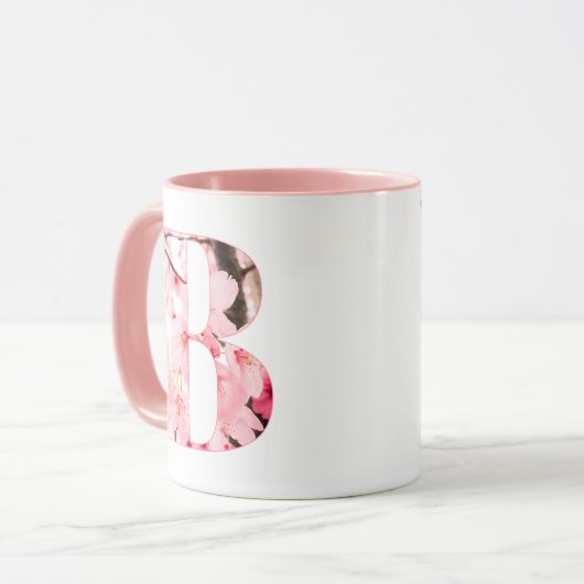 Floral B Initial Mug | Personalized Name & Traits Mok (Voorkant links)