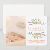FLORAL BABY BIRTH ANNOUNCTION FOTOCARD AANKONDIGING (Voorkant / Achterkant)