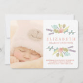 FLORAL BABY BIRTH ANNOUNCTION FOTOCARD AANKONDIGING (Voorkant)