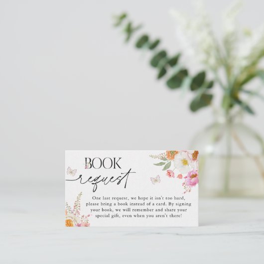 Floral Baby Bloom Baby Shower Book Request Insert Informatiekaartje (Staand voorkant)