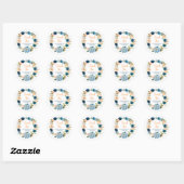 Floral Baby Blue Pumpkin Baby shower Dank u Ronde Sticker (Vel)