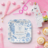 Floral baby boy baby shower papieren bordje (Feest)