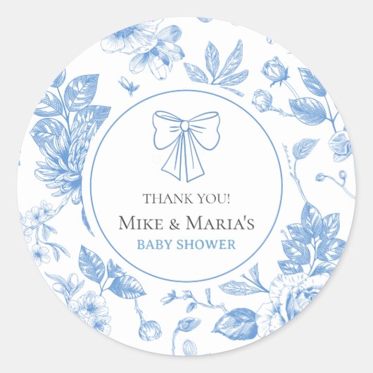 Floral baby boy baby shower Sticker (Voorkant)