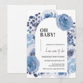 Floral Baby Boy Baby shower Uitnodiging (Voorkant / Achterkant)