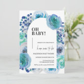 Floral Baby Boy Baby shower Uitnodiging (Staand voorkant)