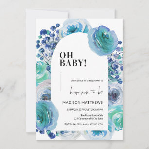 Floral Baby Boy Baby shower Uitnodiging