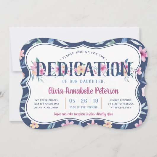 Floral Baby Dedication Invitation, voorjaar Kaart (Voorkant)