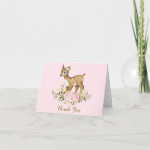 Floral Baby Deer Baby shower Bedankt Opmerking