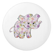 Floral Baby Elephant Keramische Knop (Voorkant)